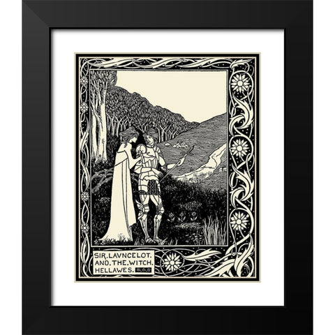 Morte DArthur 1893 - Sir Lancelot Black Modern Wood Framed Art Print with Double Matting by Beardsley, Aubrey