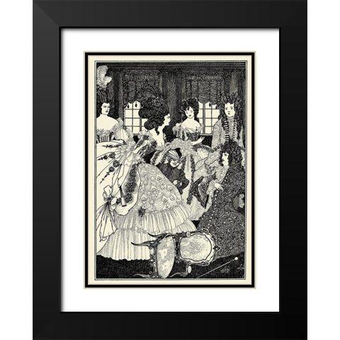 Rape of the Lock 1896 - Beaux and Belles Black Modern Wood Framed Art Print with Double Matting by Beardsley, Aubrey