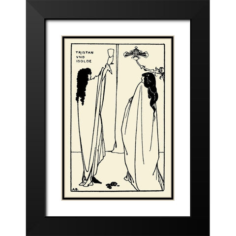 Savoy 1896 Vol.7 - Tristan and Isolde Black Modern Wood Framed Art Print with Double Matting by Beardsley, Aubrey