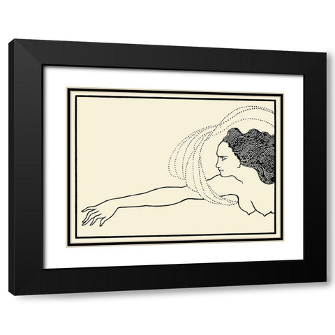 Savoy 1896 Vol.8 - Das Rheingold Flosshilde Black Modern Wood Framed Art Print with Double Matting by Beardsley, Aubrey