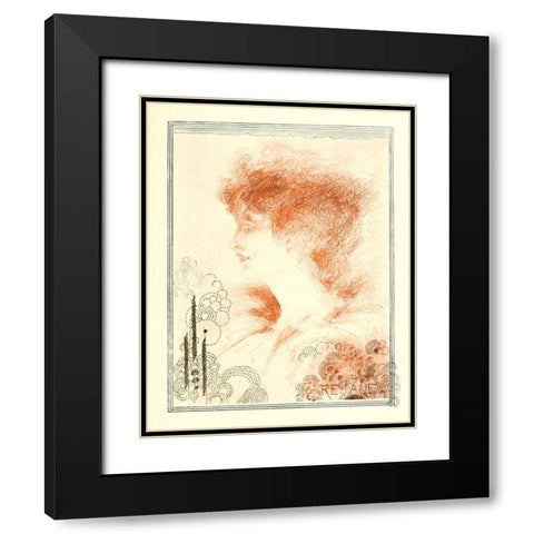 Rejane 1897 Black Modern Wood Framed Art Print with Double Matting by Beardsley, Aubrey