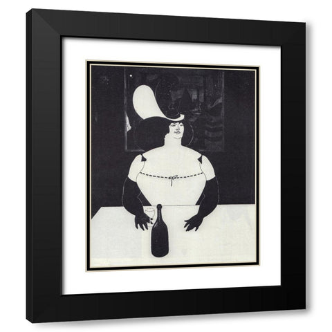 To-day 1894 - The Fat Woman Black Modern Wood Framed Art Print with Double Matting by Beardsley, Aubrey