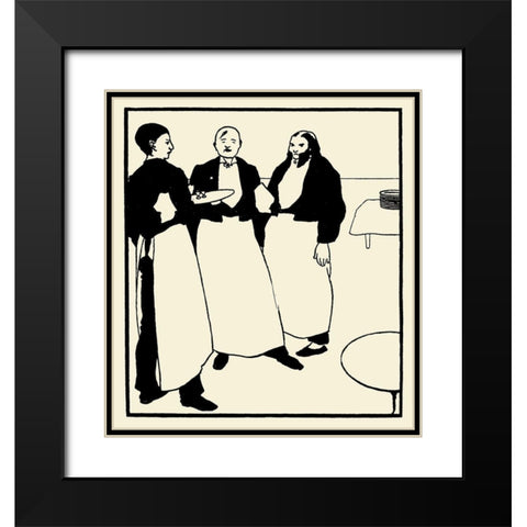 Yellow Book 1894 Vol.2 - Garcons de Cafe Black Modern Wood Framed Art Print with Double Matting by Beardsley, Aubrey