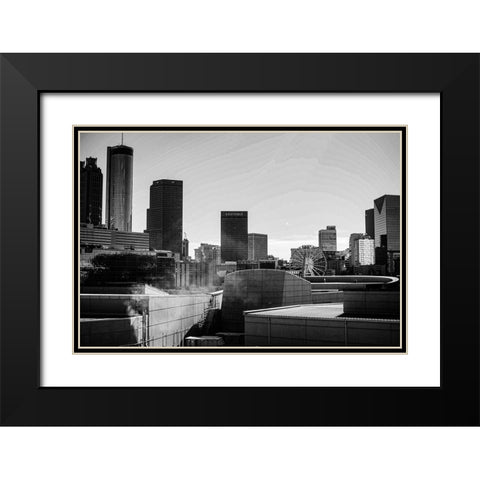 Skyscrapers and a Ferris Wheel in the Skyline of Atlanta-Georgia Black Modern Wood Framed Art Print with Double Matting by Georgia Picture Archive