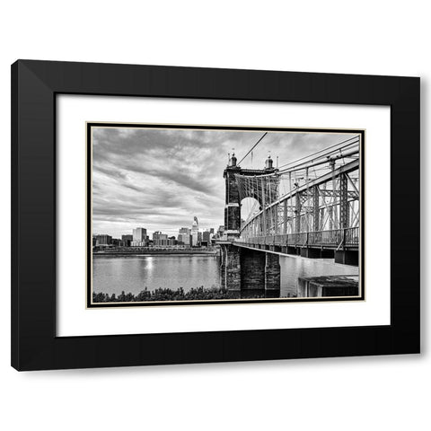Suspension Bridge in Covington-Kentucky Black Modern Wood Framed Art Print with Double Matting by Highsmith, Carol