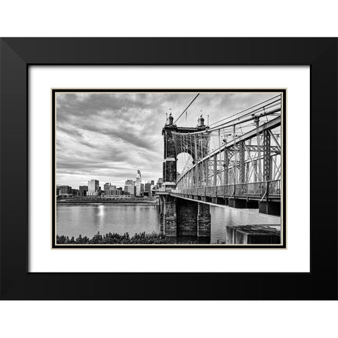 Suspension Bridge in Covington-Kentucky Black Modern Wood Framed Art Print with Double Matting by Highsmith, Carol