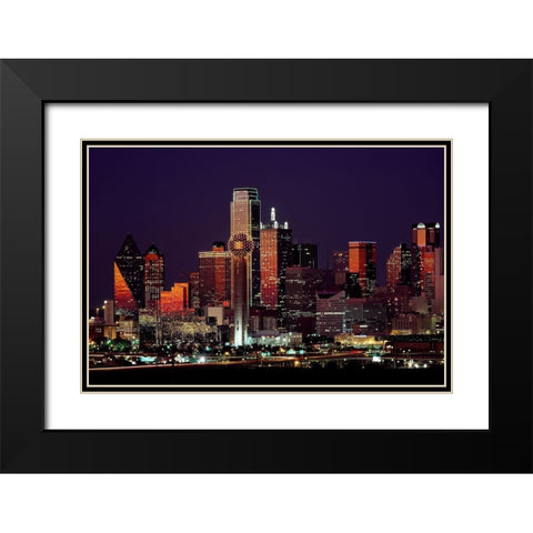 Dusk View of Dallas-Texas Black Modern Wood Framed Art Print with Double Matting by Highsmith, Carol