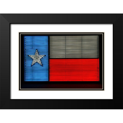 Neon Texas Flag at University of Texas at San Antonio Black Modern Wood Framed Art Print with Double Matting by Highsmith, Carol