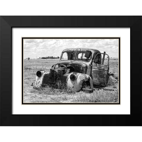 Vintage Car in Field Black Modern Wood Framed Art Print with Double Matting by Vintage Photo Archive