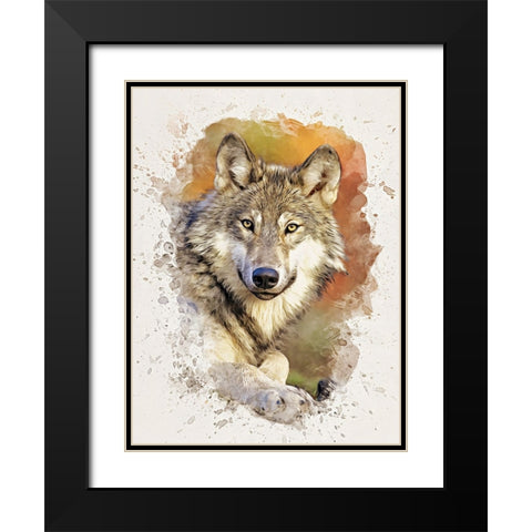 Gray Wolf Black Modern Wood Framed Art Print with Double Matting by Alpenglow Workshop