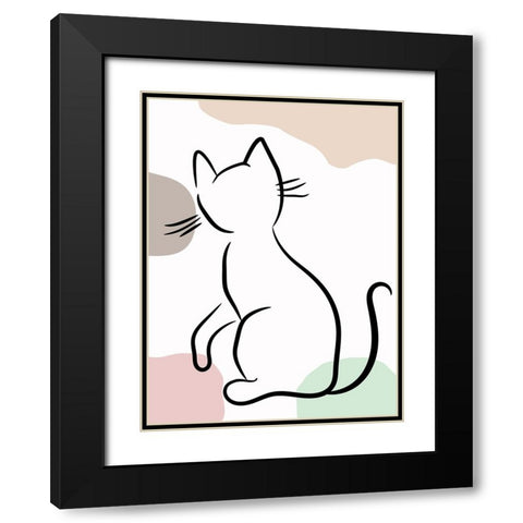 Elegant Cat III Black Modern Wood Framed Art Print with Double Matting by Alpenglow Workshop