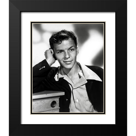 Frank Sinatra, 1940 Black Modern Wood Framed Art Print with Double Matting by Vintage Hollywood Archive