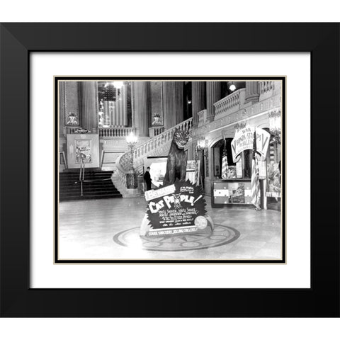 Lobby of the Rialto Theatre during Cat People premiere, 1940 Black Modern Wood Framed Art Print with Double Matting by Vintage Hollywood Archive