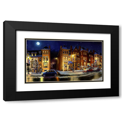 Washington Chronicle Adams Morgan Black Modern Wood Framed Art Print with Double Matting by Wang, John Z.