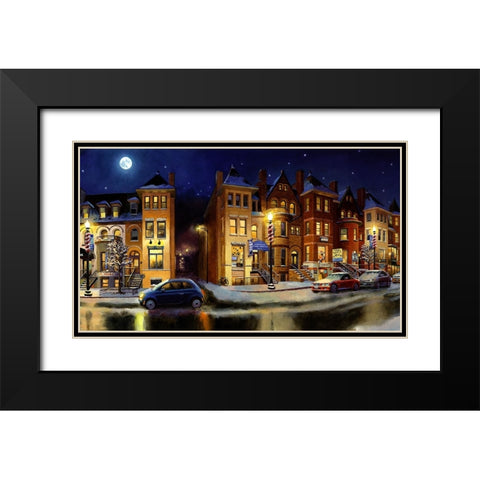 Washington Chronicle Adams Morgan Black Modern Wood Framed Art Print with Double Matting by Wang, John Z.