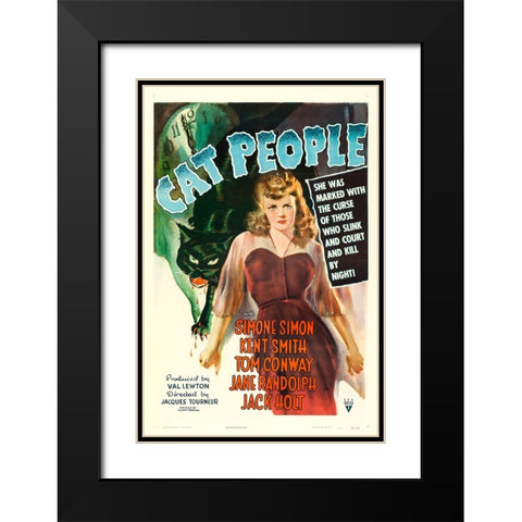 Cat People-1942 Black Modern Wood Framed Art Print with Double Matting by Vintage Hollywood Archive