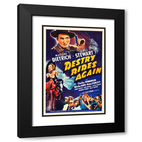 Destry Rides Again-1939 Black Modern Wood Framed Art Print with Double Matting by Vintage Hollywood Archive