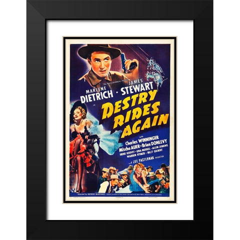 Destry Rides Again-1939 Black Modern Wood Framed Art Print with Double Matting by Vintage Hollywood Archive