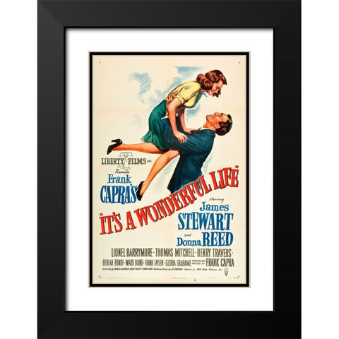 Its a Wonderful Life-1946 Black Modern Wood Framed Art Print with Double Matting by Vintage Hollywood Archive