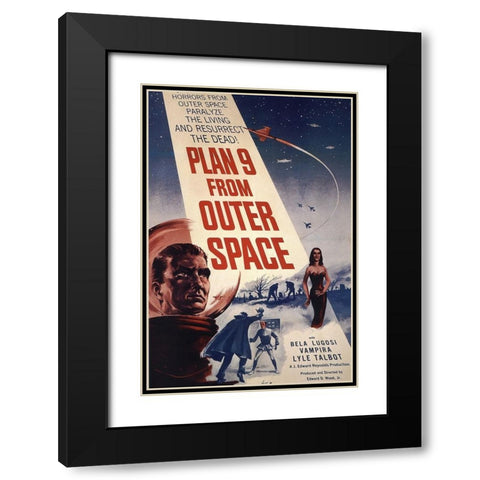 Plan nine from Outer Space Black Modern Wood Framed Art Print with Double Matting by Vintage Hollywood Archive
