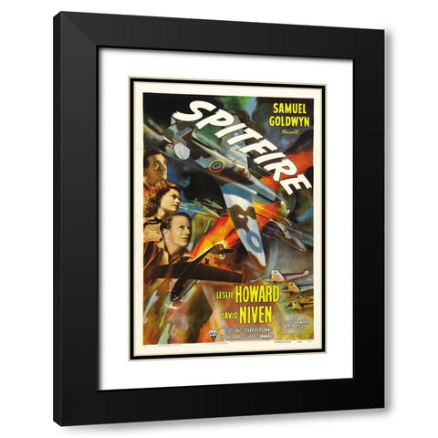 Spitfire Poster-1943 Black Modern Wood Framed Art Print with Double Matting by Vintage Hollywood Archive
