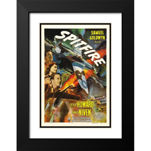 Spitfire Poster-1943 Black Modern Wood Framed Art Print with Double Matting by Vintage Hollywood Archive