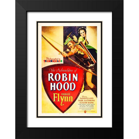 The Adventures of Robin Hood-1938 Black Modern Wood Framed Art Print with Double Matting by Vintage Hollywood Archive