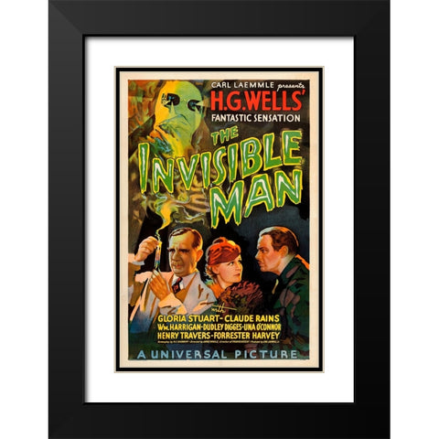 The Invisible Man-1933 Black Modern Wood Framed Art Print with Double Matting by Vintage Hollywood Archive