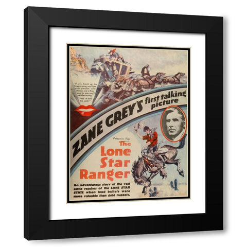 The Lone Star Ranger-1929 Black Modern Wood Framed Art Print with Double Matting by Vintage Hollywood Archive