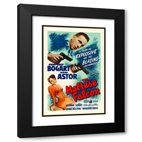 The Maltese Falcon-1941 Black Modern Wood Framed Art Print with Double Matting by Vintage Hollywood Archive