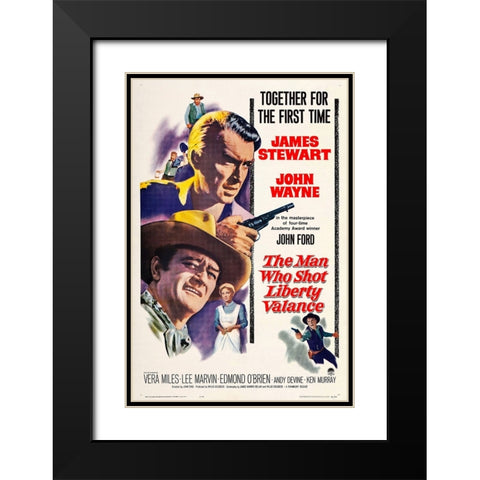 The Man who Shot Liberty Valance-1962 Black Modern Wood Framed Art Print with Double Matting by Vintage Hollywood Archive