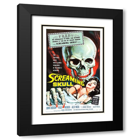 The Screaming Skull Black Modern Wood Framed Art Print with Double Matting by Vintage Hollywood Archive