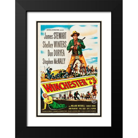 Winchester 73-1950 Black Modern Wood Framed Art Print with Double Matting by Vintage Hollywood Archive