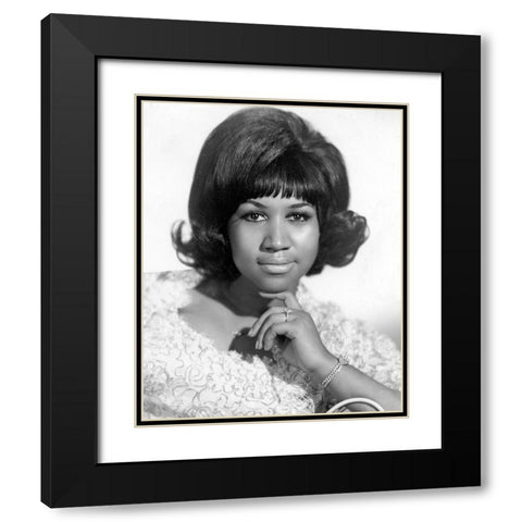 Aretha Franklin-1968 Black Modern Wood Framed Art Print with Double Matting by Vintage Music Archive