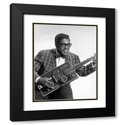 Bo Diddley-1957 Black Modern Wood Framed Art Print with Double Matting by Vintage Music Archive