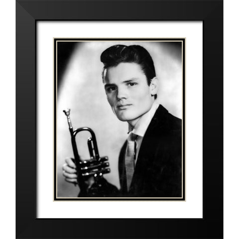 Chet Baker-1955 Black Modern Wood Framed Art Print with Double Matting by Vintage Music Archive