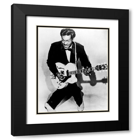 Chuck Berry-1957 Black Modern Wood Framed Art Print with Double Matting by Vintage Music Archive