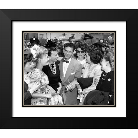 Frank Sinatra-1943 Black Modern Wood Framed Art Print with Double Matting by Vintage Music Archive