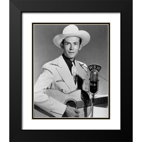 Hank Williams Black Modern Wood Framed Art Print with Double Matting by Vintage Music Archive