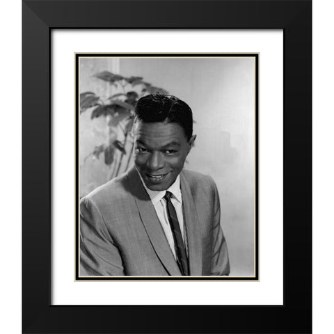 Nat King Cole-1964 Black Modern Wood Framed Art Print with Double Matting by Vintage Music Archive