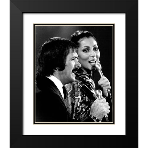 Sonny and Cher Show-1976 Black Modern Wood Framed Art Print with Double Matting by Vintage Music Archive
