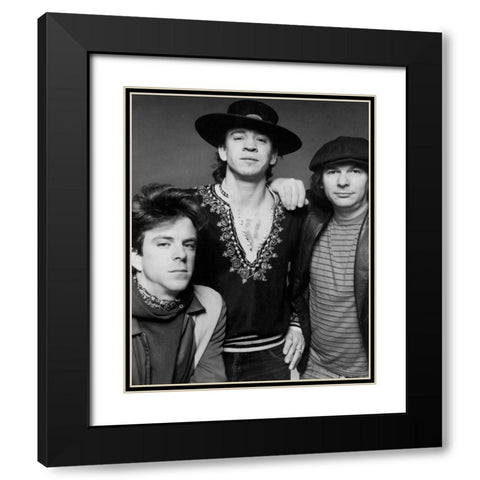 Stevie Ray Vaughn and Double Trouble-1983 Black Modern Wood Framed Art Print with Double Matting by Vintage Music Archive