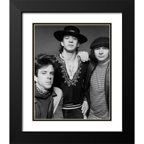 Stevie Ray Vaughn and Double Trouble-1983 Black Modern Wood Framed Art Print with Double Matting by Vintage Music Archive