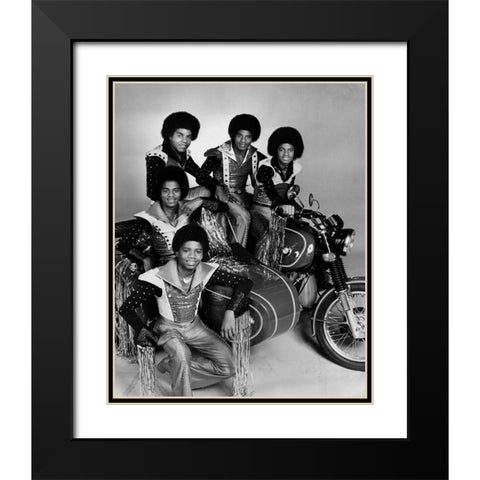 The Jacksons-1977 Black Modern Wood Framed Art Print with Double Matting by Vintage Music Archive