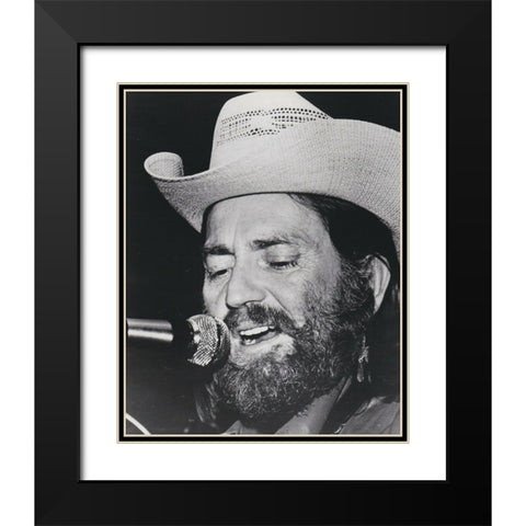 Willie Nelson-1974 Black Modern Wood Framed Art Print with Double Matting by Vintage Music Archive