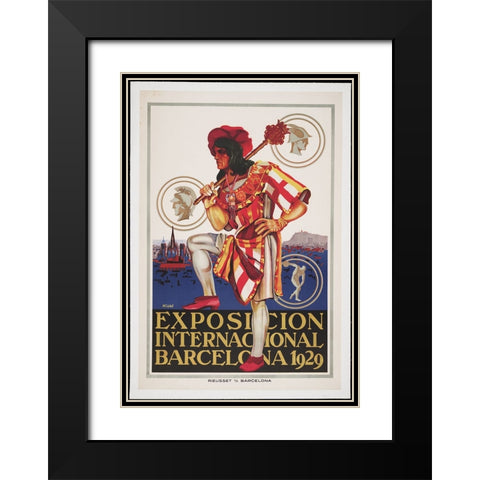 Barcelona-1929-Man Black Modern Wood Framed Art Print with Double Matting by Worlds Fair Posters