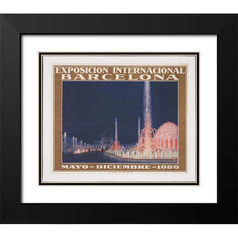 Barcelona-1929 Black Modern Wood Framed Art Print with Double Matting by Worlds Fair Posters
