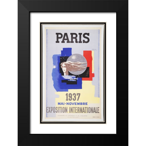 Paris-1937-Head Black Modern Wood Framed Art Print with Double Matting by Worlds Fair Posters