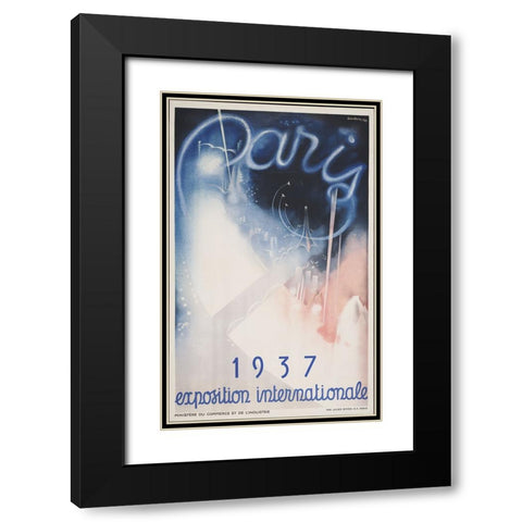 Paris-1937 Black Modern Wood Framed Art Print with Double Matting by Worlds Fair Posters