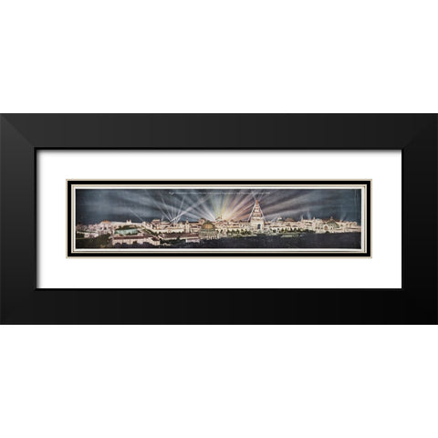 San Francisco-1915-Panorama City at Night 2 Black Modern Wood Framed Art Print with Double Matting by Worlds Fair Posters